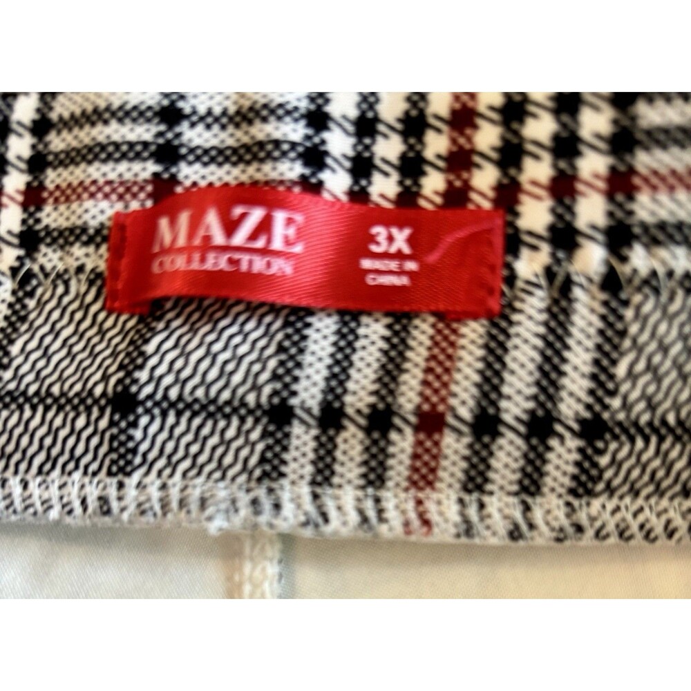 Maze Collection Levanta Cola Scuba Gray Black Plaid Slimming Pants Women 3X NWT - Picture 6 of 12